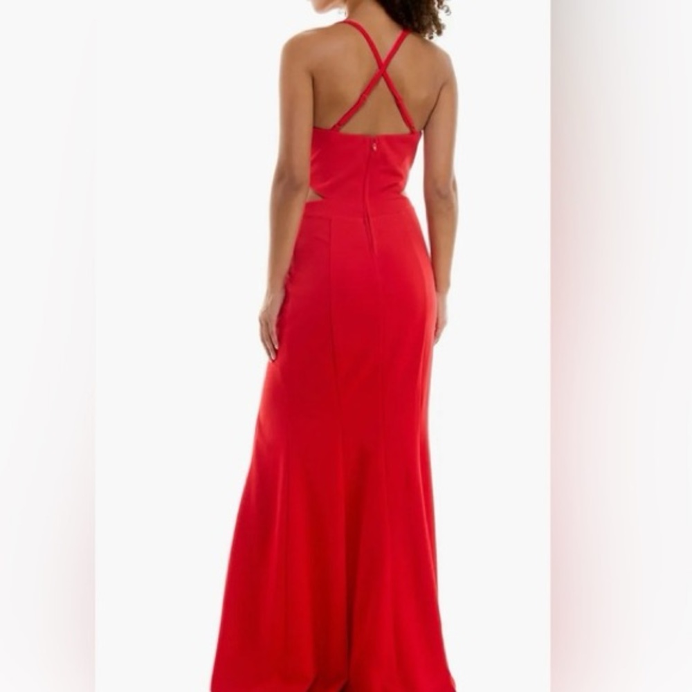 Speechless Red Prom / PageantGown with Halter Neckline and Silver Embellishments - Picture 6 of 10